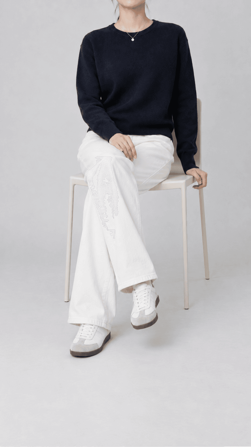 세이지린 울 라운드넥 베이직 니트 네이비