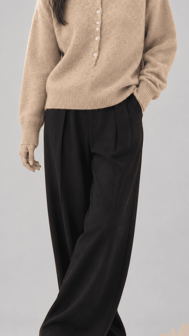 스톤린 와이드 슬랙스 블랙