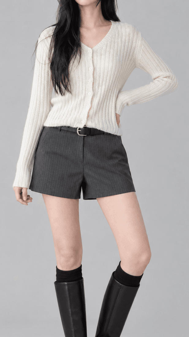 힐펄 슬림 알파카 니트 가디건 아이보리
