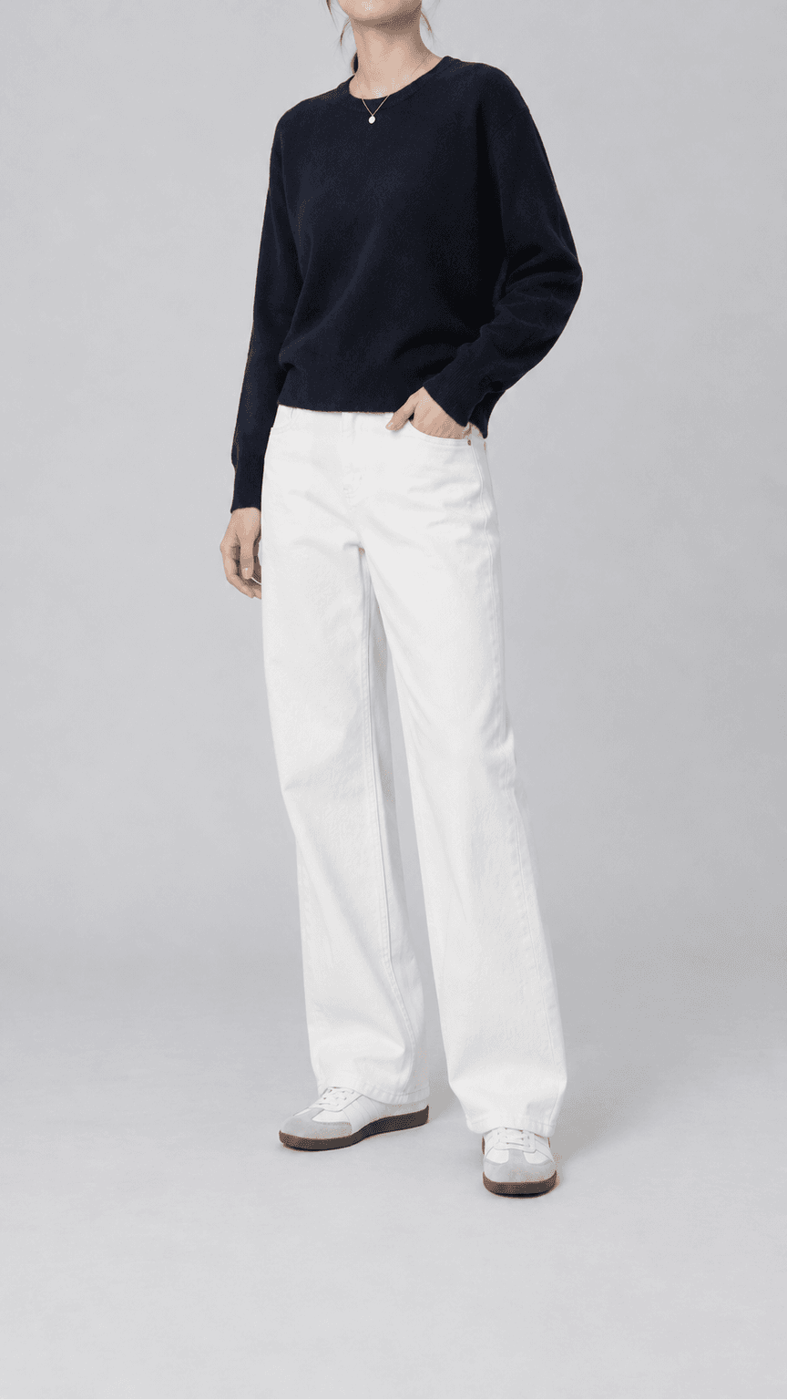 세이지린 울 라운드넥 베이직 니트 네이비