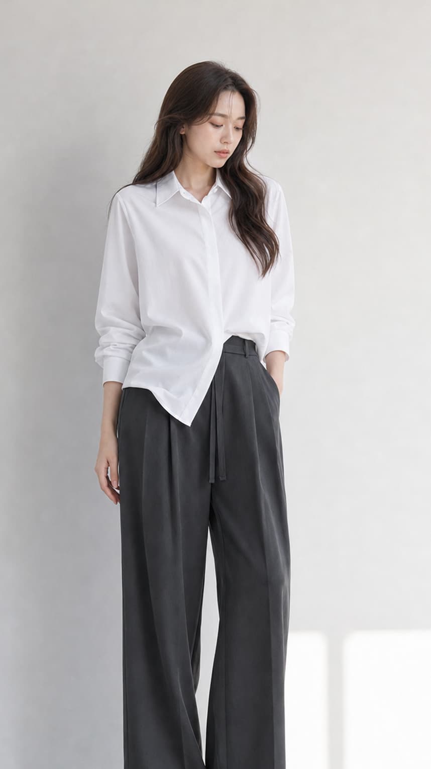 데일리 루즈핏 카라 셔츠 남방 화이트