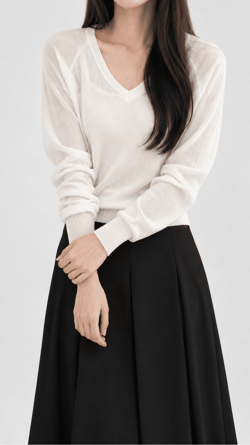 데일리 핀턱 주름 롱스커트 블랙
