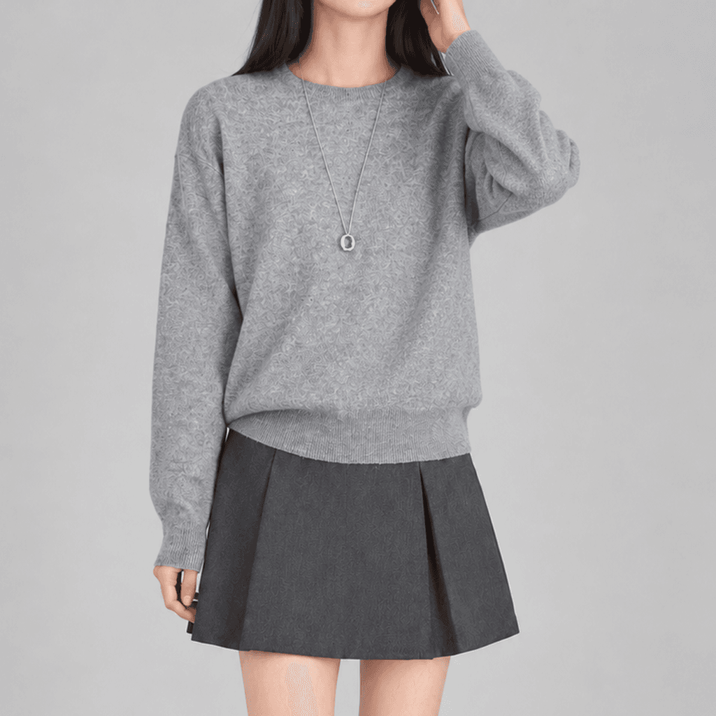 세이지린 울 라운드넥 베이직 니트 그레이
