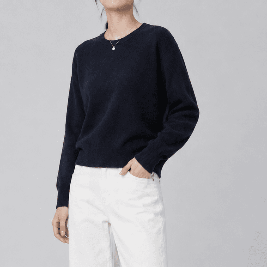 세이지린 울 라운드넥 베이직 니트 네이비