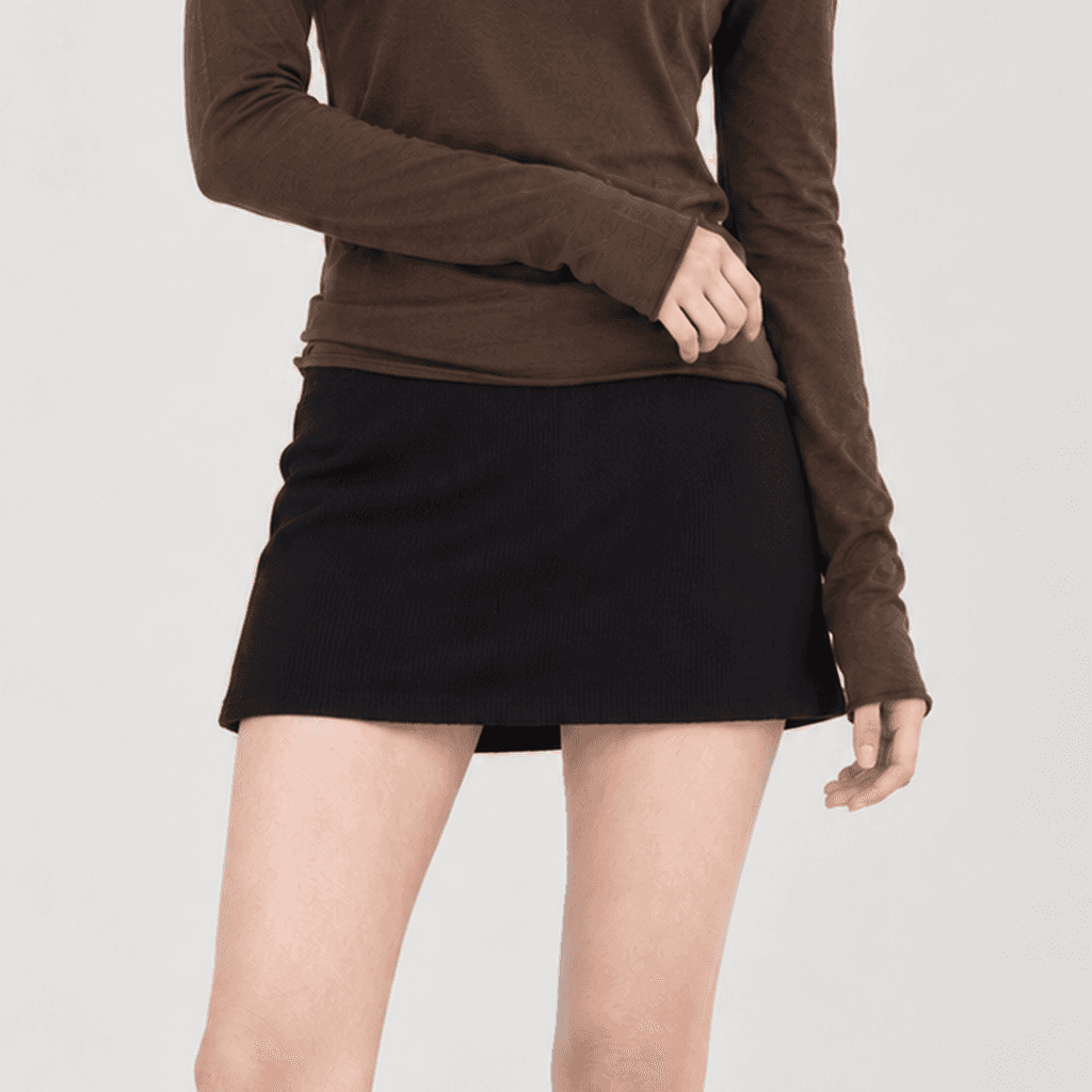 가을 A라인 미니 치마바지 밴딩 블랙