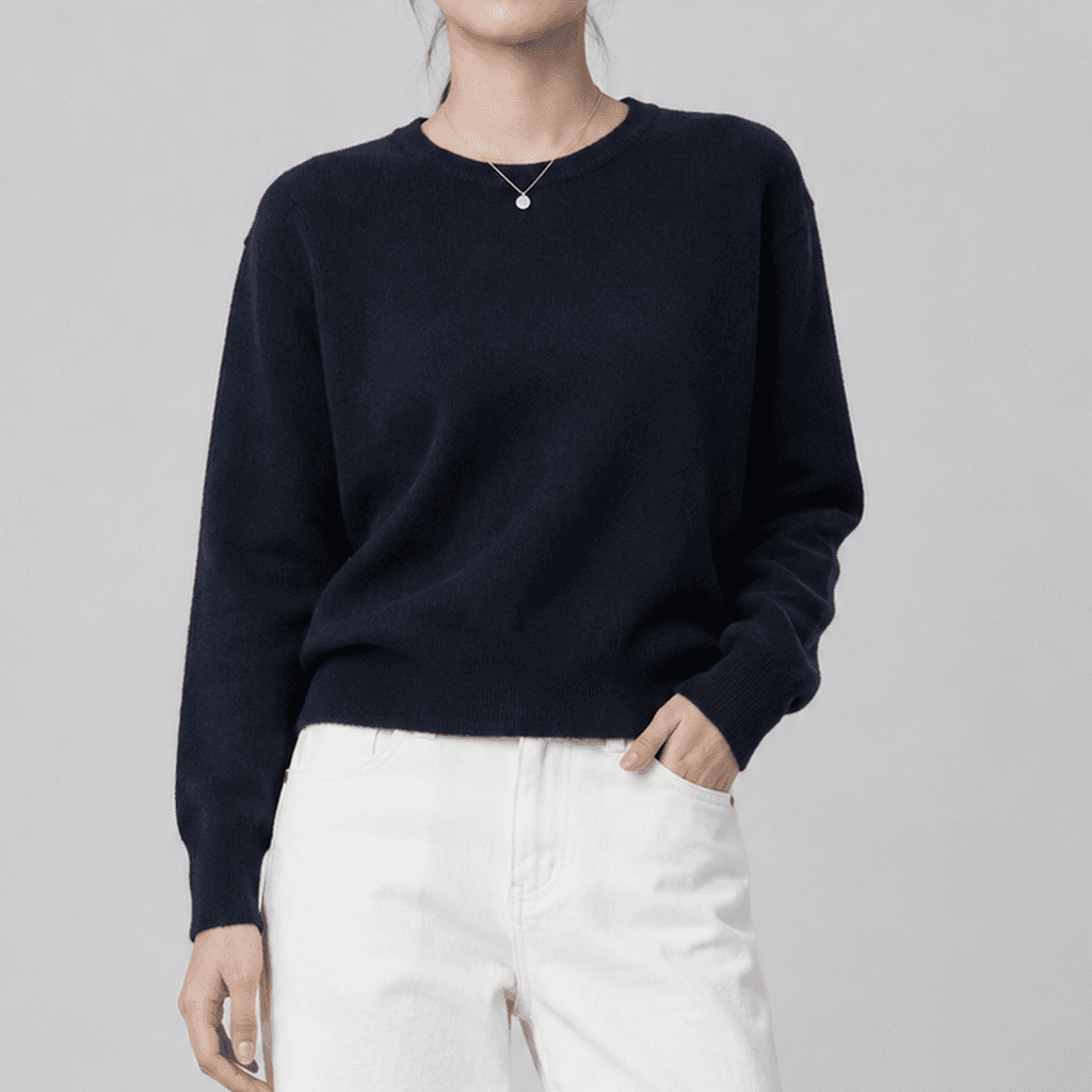세이지린 울 라운드넥 베이직 니트 네이비
