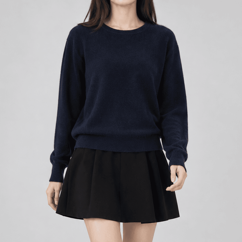 세이지린 울 라운드넥 베이직 니트 네이비