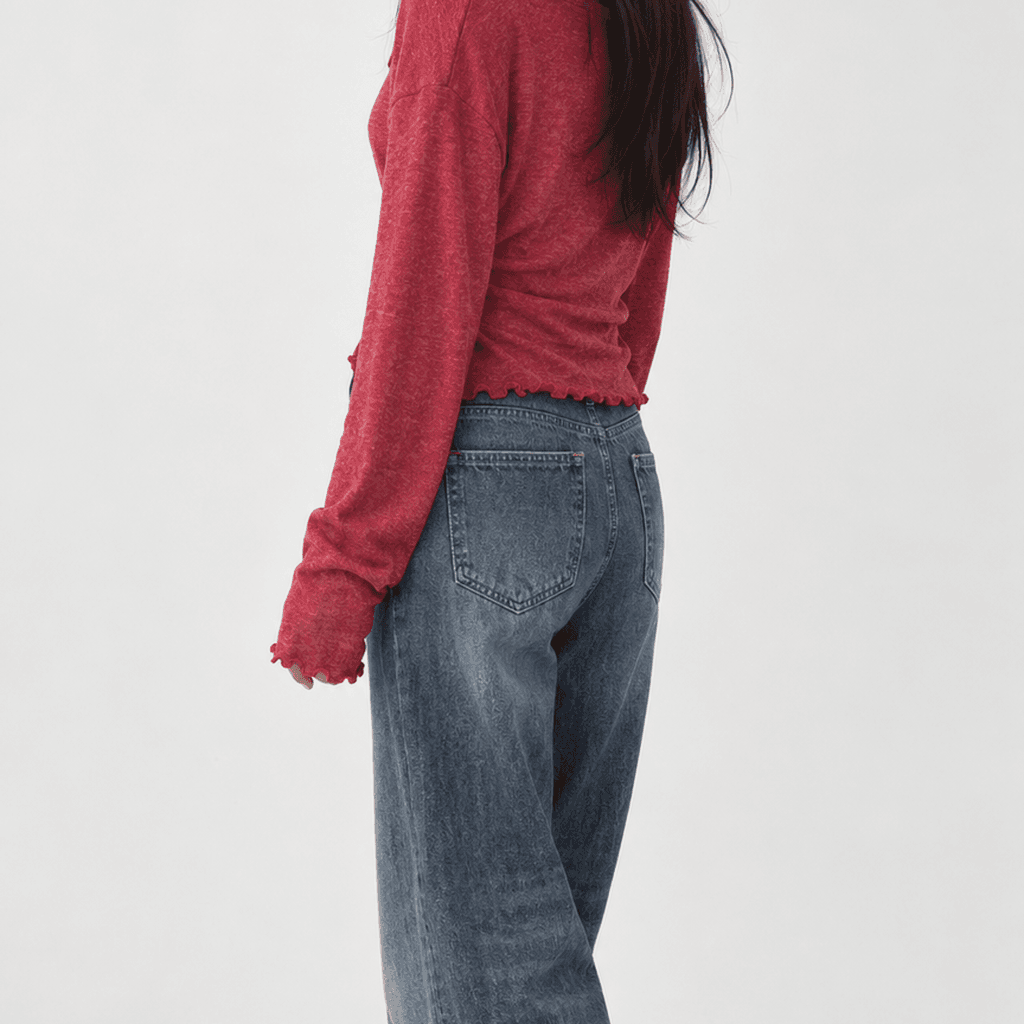 간절기 크롭 버튼 가디건 물결 밑단 그레이