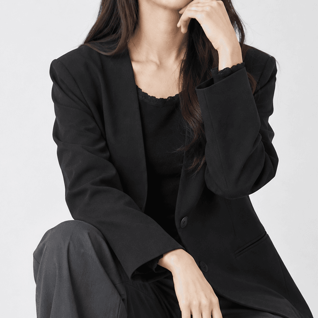 가을 슬림핏 긴팔 티셔츠 레이스 오프숄더 블랙