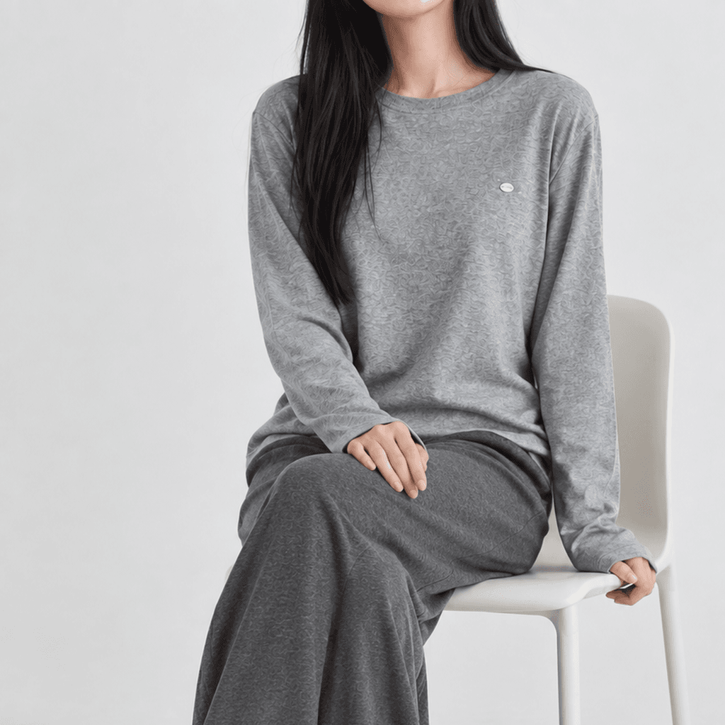 데일리 슬라브 루즈핏 긴팔 티셔츠 미니 메달 그레이